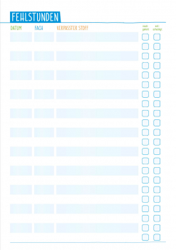 Farbenfroh Design SchülerPlaner - Vorlage Fehlstunden