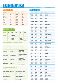 Farbenfroh Design SchülerPlaner - Vorlage Irregular Verbs
