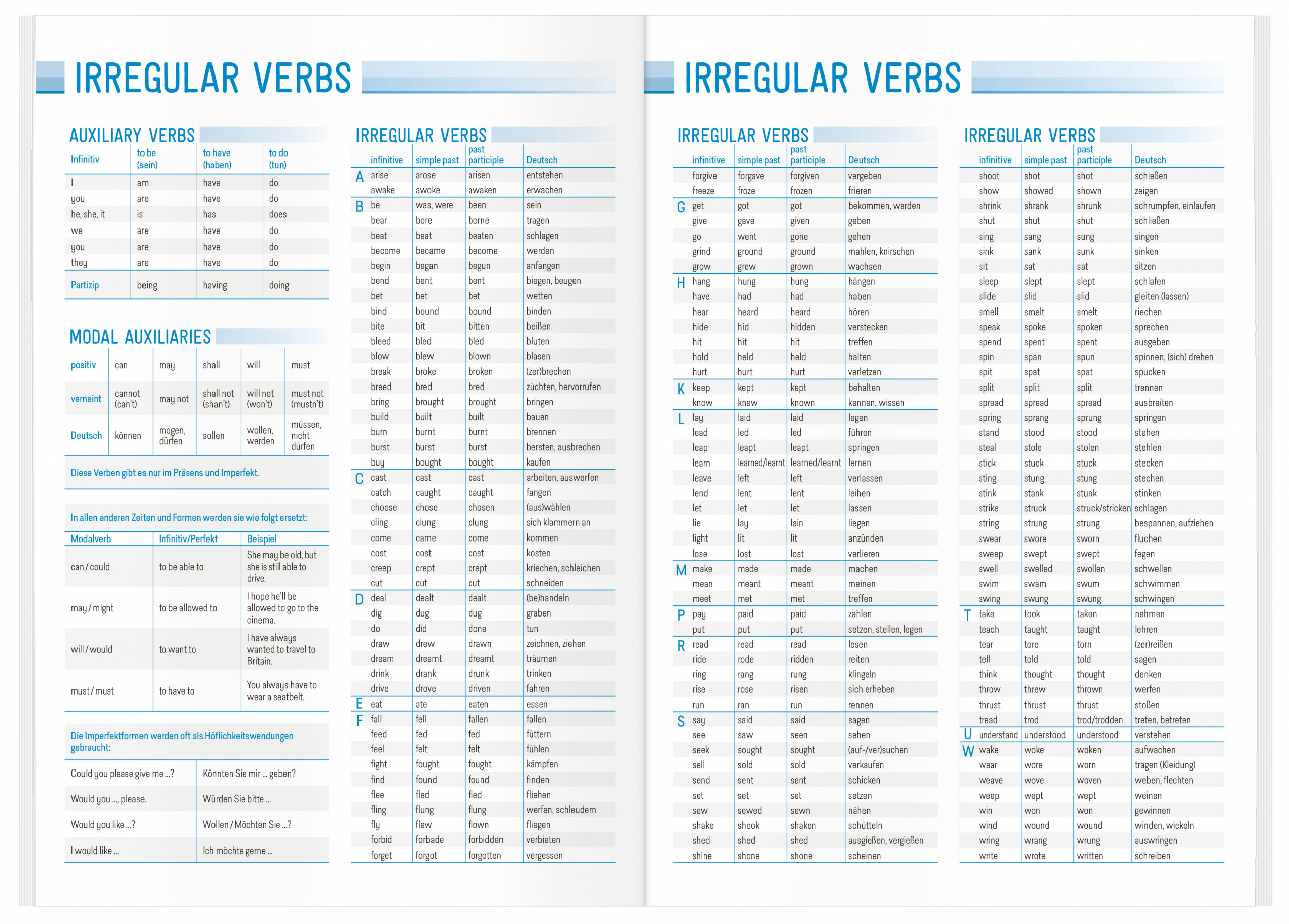 Neutrales Design SchülerPlaner - Irregular Verbs