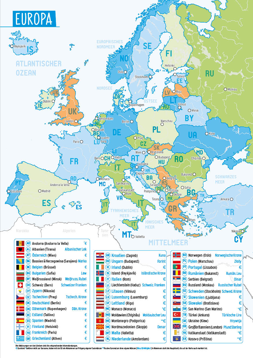 Farbenfroh Design SchülerPlaner - Vorlage Europakarte