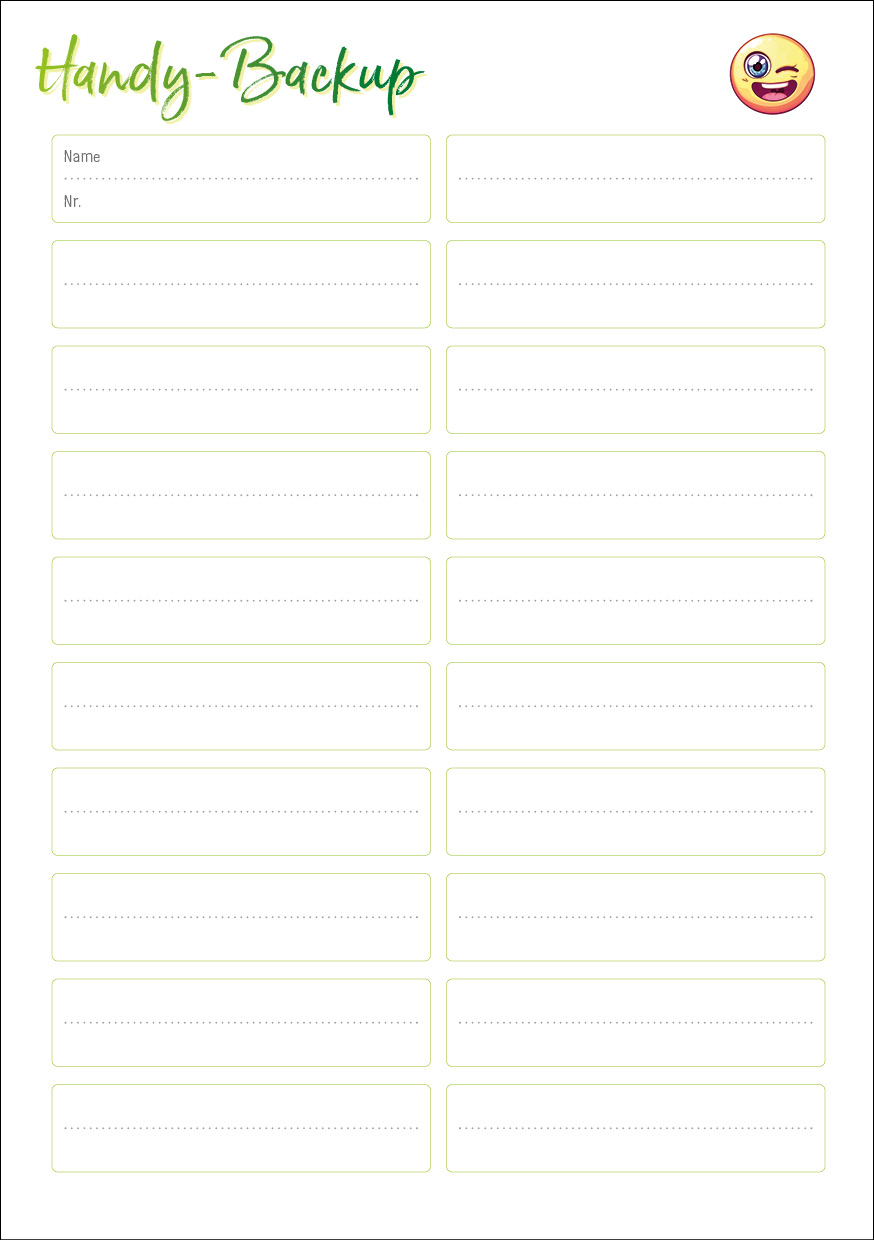 Häfft Design SchülerPlaner - Handy Seite