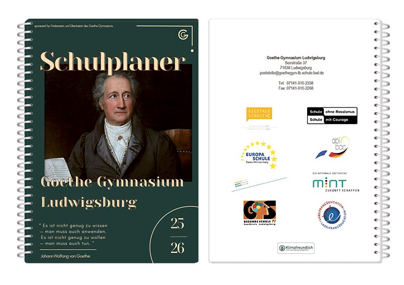 14642-2_Cover+BACKCover_Spiral Beispiel SchülerPlaner 25/26 Goethe-Gymnasium Ludwigsburg