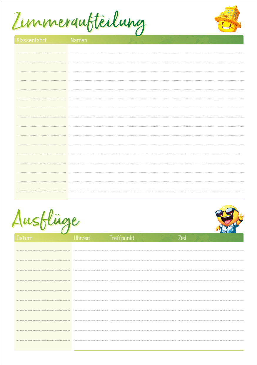 Häfft Design SchülerPlaner - Zimmeraufteilung Seite