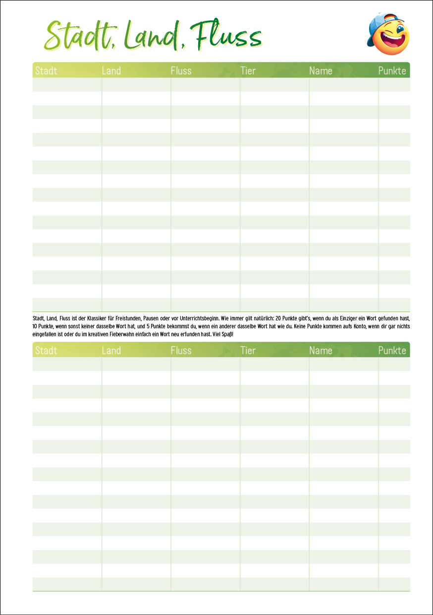 Häfft Design SchülerPlaner - Stadt Land Fluss Seite